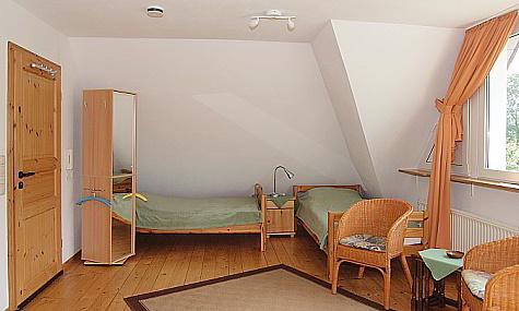 Ferienwohnung Osnabrück Stadt - Wohnraum, Schlafraum mit zwei Einzelbetten
